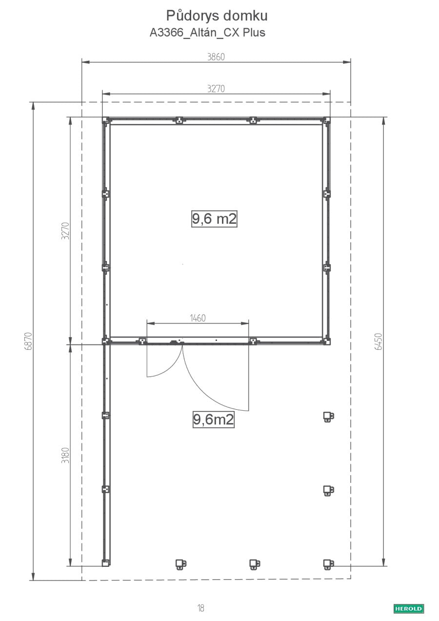 Zahradní altán Herold A3366 CX Plus s boční stěnou (9,6 + 9,6 m2)