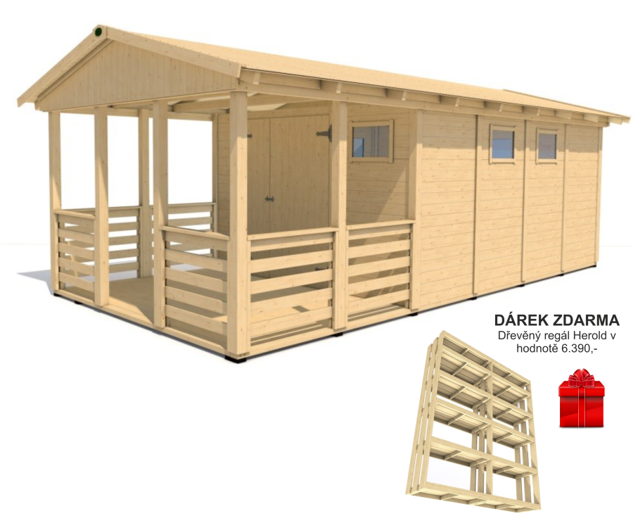 Zahradní altán Herold A3366 D s terasovou podlahou(12,6 + 6,3 m2)