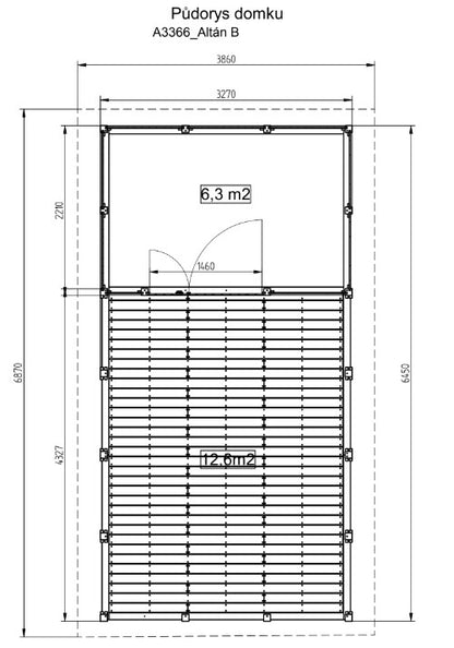 Zahradní altán Herold A3366 D s terasovou podlahou(12,6 + 6,3 m2)