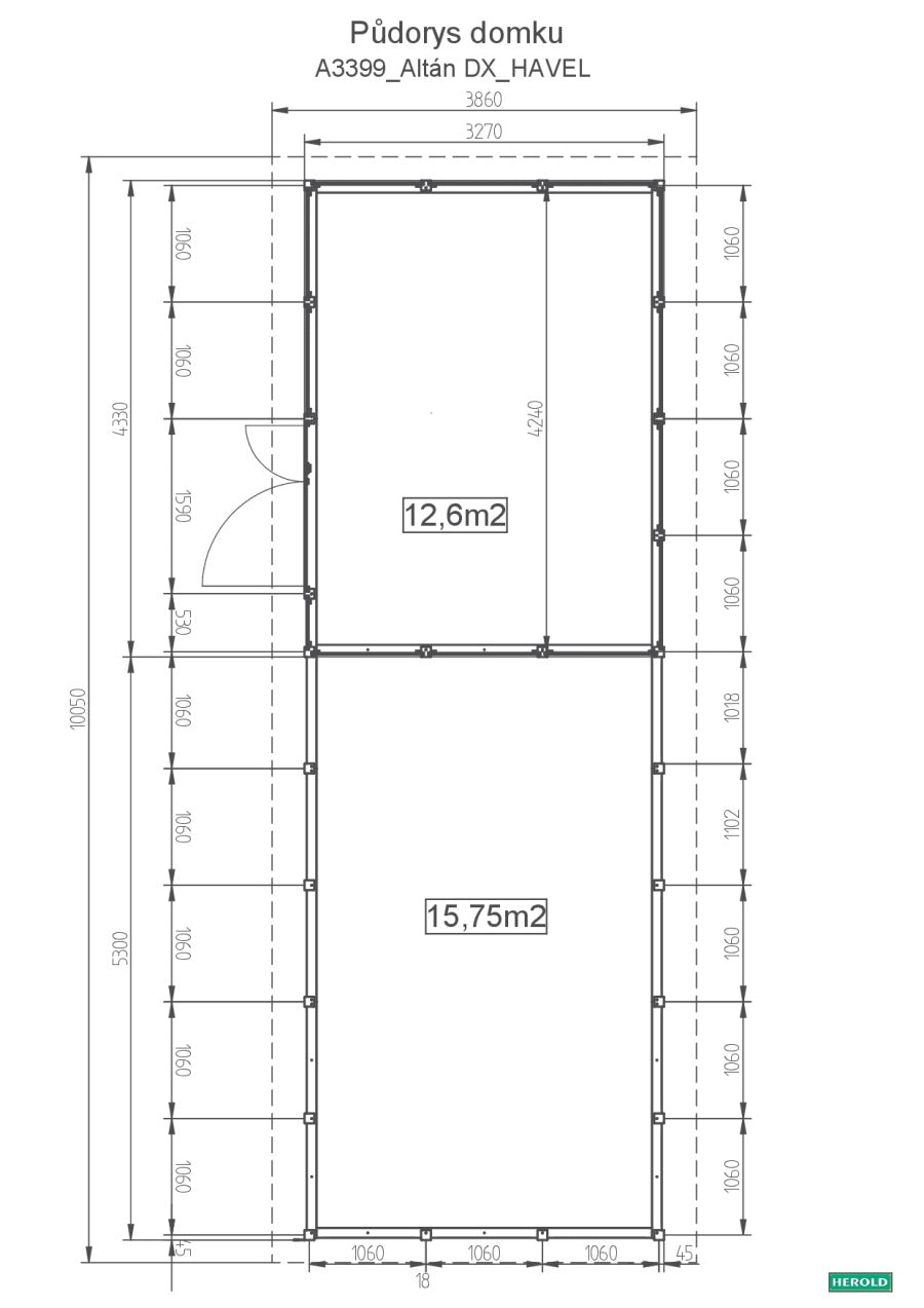 Zahradní altán Herold A3366 DX  (12,6 + 6,3 m2)