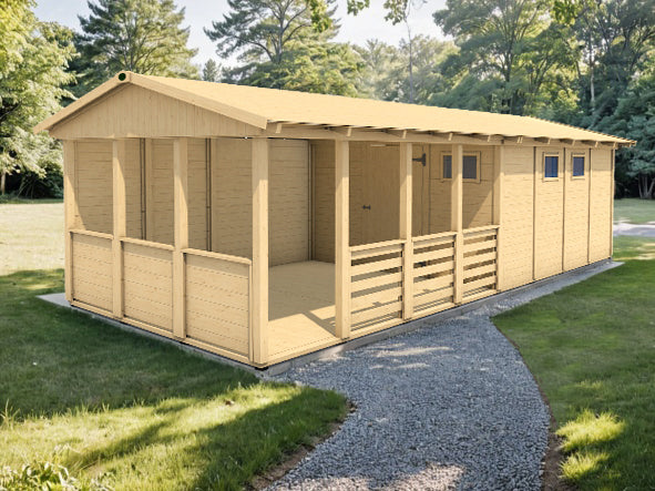Zahradní altán Herold A3388 D Plus s boční stěnou a terasovou podlahou(12,6 + 12,6 m2)