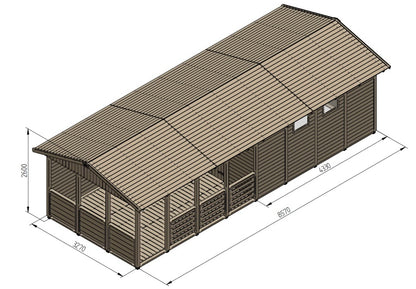 Zahradní altán Herold A3388 D Plus s boční stěnou a terasovou podlahou(12,6 + 12,6 m2)