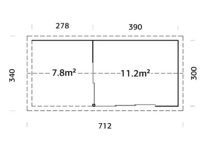 Zahradní domek Amanda 11,2+ 7,8 m2 s posuvnými dveřmi