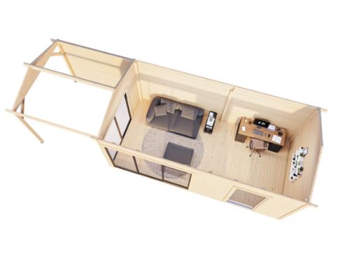 Zahradní domek Amanda 17,1 + 7,8 m2 s posuvnými dveřmi s dvojitým sklem