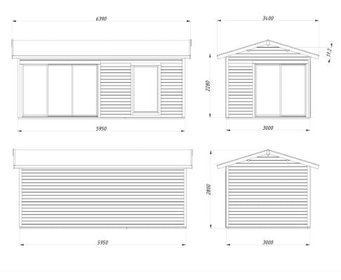 Zahradní domek Amanda 17,1 m2 s posuvnými dveřmi