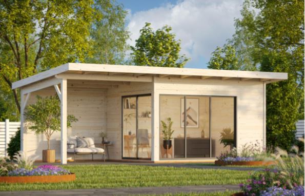 Zahradní domek Andrea 11,2 + 7,9  m2 s posuvnými dveřmi s dvojitým sklem