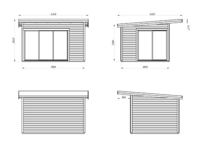 Zahradní domek Andrea 11,2 m2 s posuvnými dveřmi s dvojitým sklem
