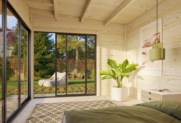 Zahradní domek Andrea 11,2 m2 s posuvnými dveřmi s dvojitým sklem