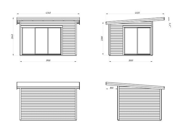 Zahradní domek Andrea 11,2 m2 s posuvnými dveřmi