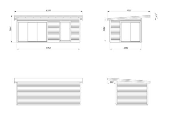 Zahradní domek Andrea 17,1 m2 s posuvnými dveřmi