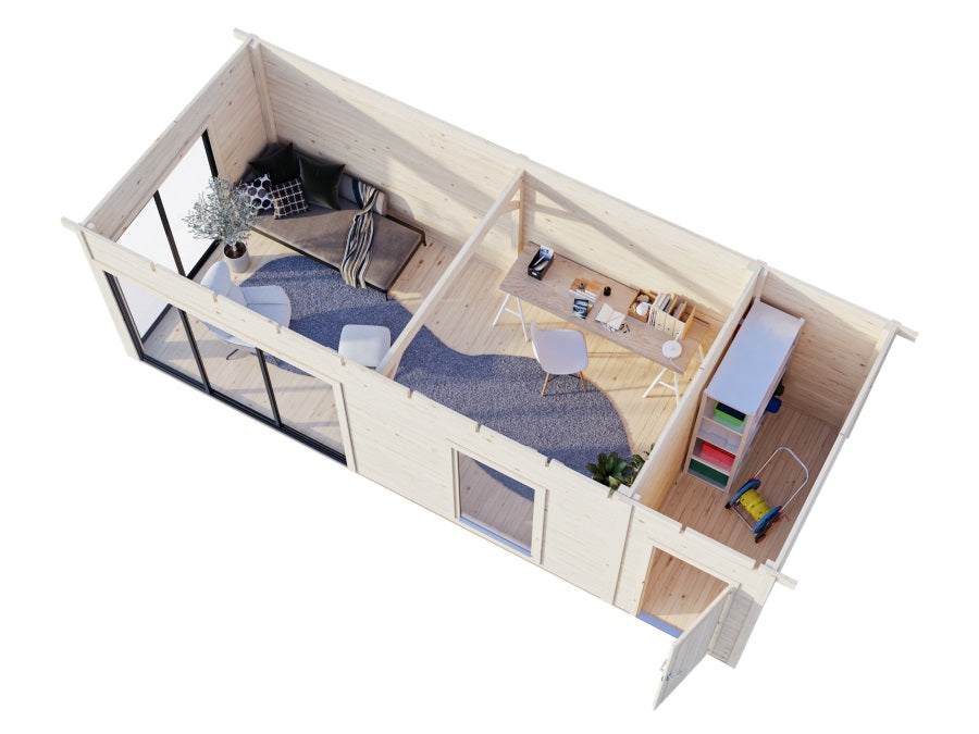 Zahradní domek Andrea 21,1 m2 s posuvnými dveřmi s dvojitým sklem