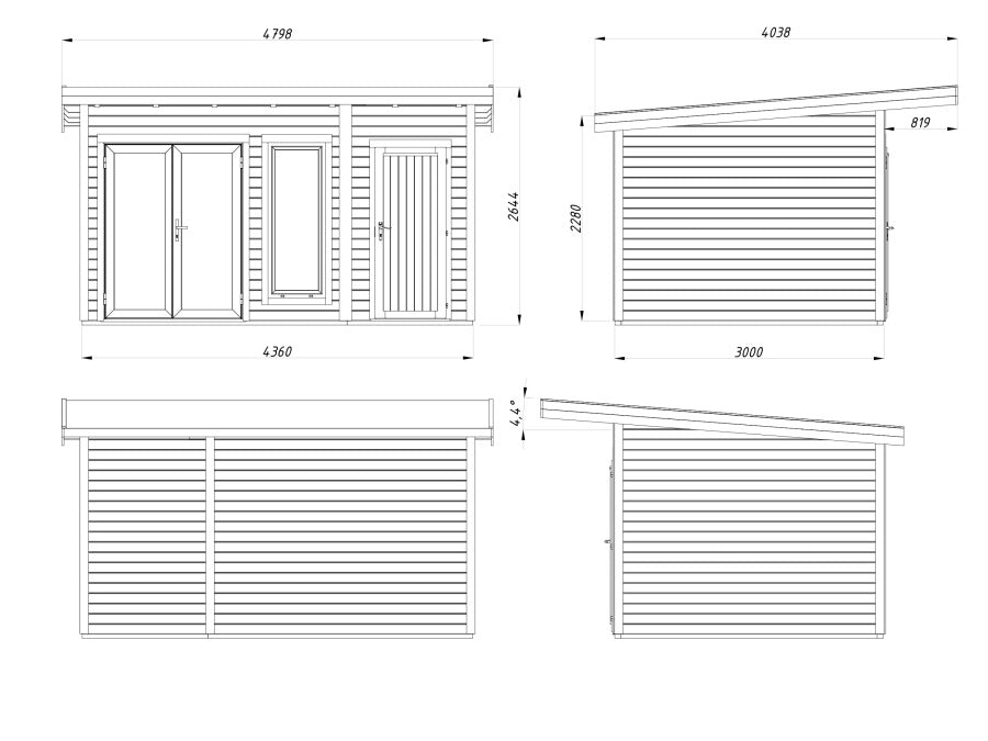 Zahradní domek Aurelia 12,4  m2 (hliníková okna a dveře)
