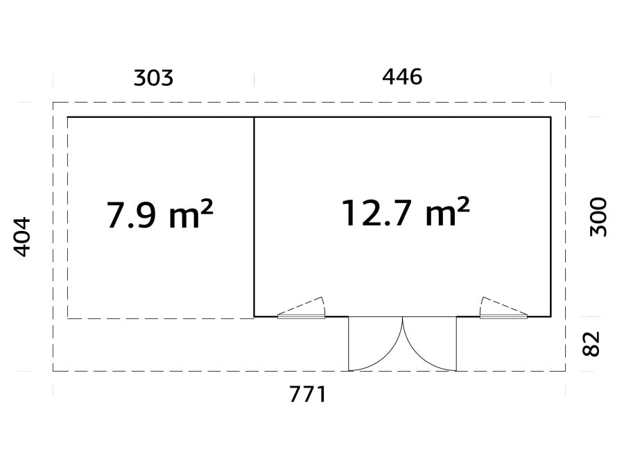 Zahradní domek Aurelia 12,7 + 7,9  m2 (hliníková okna a dveře)