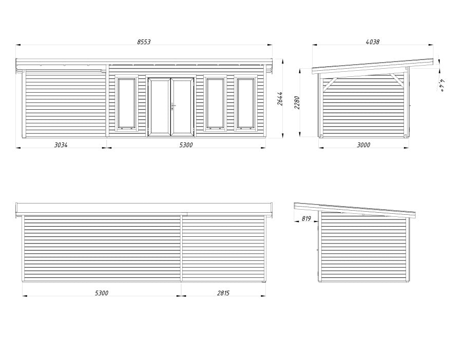 Zahradní domek Aurelia 15,2 + 7,9  m2 (hliníková okna a dveře)