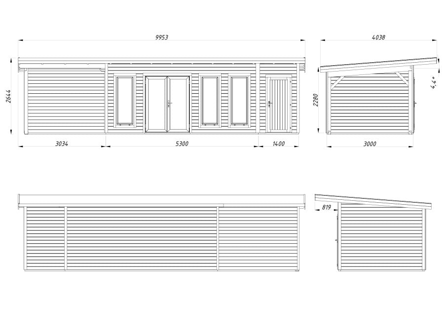 Zahradní domek Aurelia 19,2 + 7,9 m2 (hliníková okna a dveře)