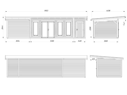Zahradní domek Aurelia 19,2 + 7,9 m2 (hliníková okna a dveře)