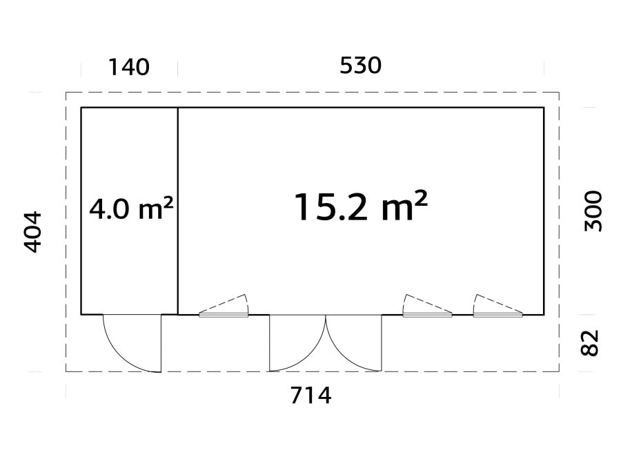 Zahradní domek Aurelia 19,2  m2 (hliníková okna a dveře)