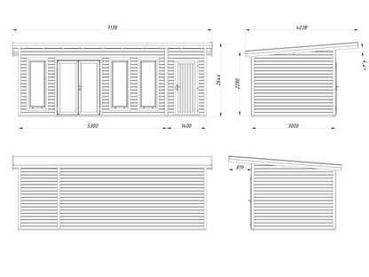 Zahradní domek Aurelia 19,2  m2 (hliníková okna a dveře)