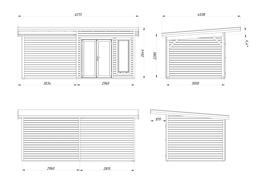Zahradní domek Aurelia 8,4 + 7,9  m2 (hliníková okna a dveře)