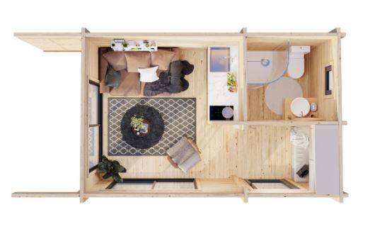 Zahradní domek Cecilia 14,2 m2 s posuvnými dveřmi s dvojitým sklem