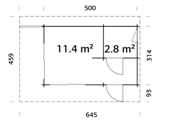 Zahradní domek Cecilia 14,2 m2 s posuvnými dveřmi s dvojitým sklem