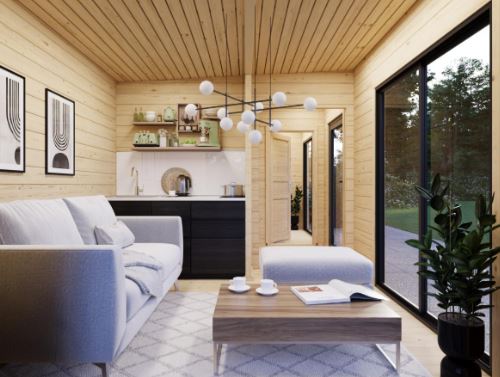 Zahradní domek Cecilia 21,8 m2 s posuvnými dveřmi s dvojitým sklem