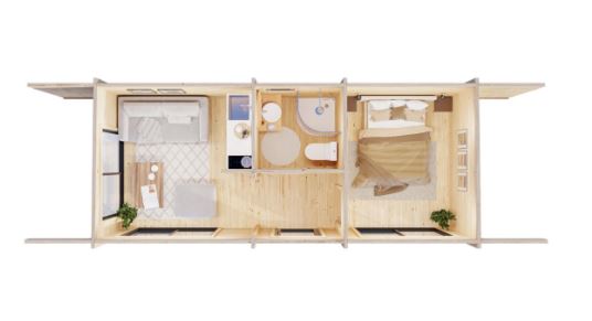 Zahradní domek Cecilia 21,8 m2 s posuvnými dveřmi s dvojitým sklem