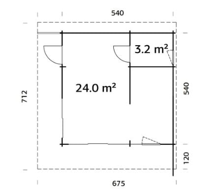 Zahradní domek Cecilia 27,2 m2 s posuvnými dveřmi s dvojitým sklem