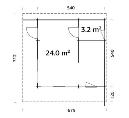 Zahradní domek Cecilia 27,2 m2 s posuvnými dveřmi s dvojitým sklem
