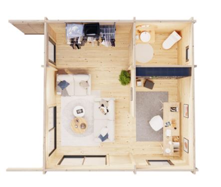 Zahradní domek Cecilia 27,2 m2 s posuvnými dveřmi s dvojitým sklem