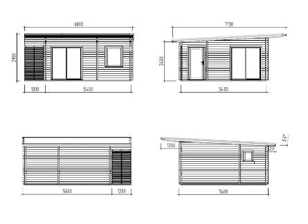 Zahradní domek Cecilia 27,2 m2 s posuvnými dveřmi s dvojitým sklem