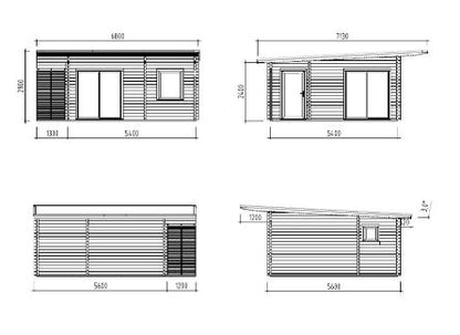 Zahradní domek Cecilia 27,2 m2 s posuvnými dveřmi s dvojitým sklem