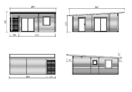 Zahradní domek Cecilia 30,0 m2 s posuvnými dveřmi s dvojitým sklem