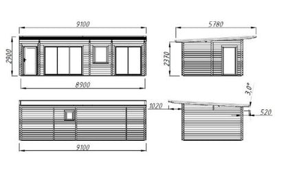 Zahradní domek Cecilia 32,0 m2 s posuvnými dveřmi s dvojitým sklem