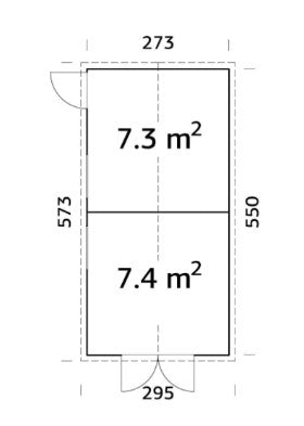 Zahradní domek DAN 14,7 m2 (7,1 + 7,1 m2)
