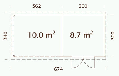 ZAHRADNI DOMEK Ella 8,7 + 10,0 m2