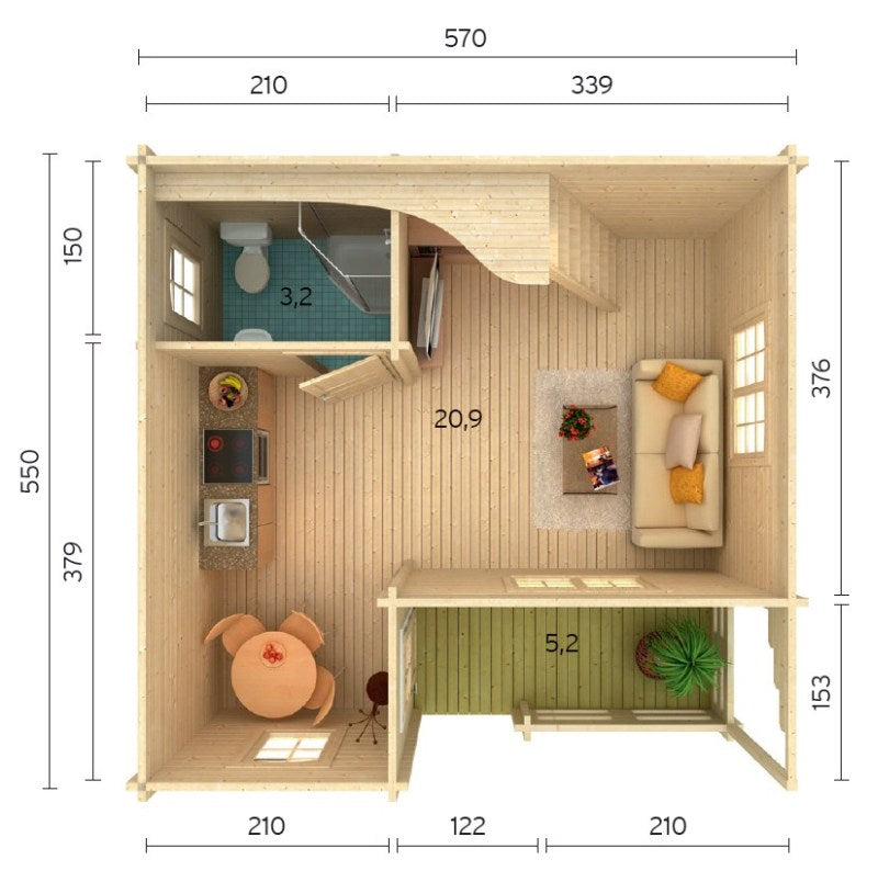 ZAHRADNÍ DOMEK Emily 40,1 + 5,2 m2