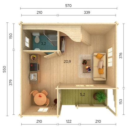 ZAHRADNÍ DOMEK Emily 40,1 + 5,2 m2