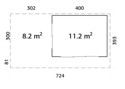 Zahradní domek Grace 11,2 + 8,2  m2 s posuvnými dveřmi s dvojitým sklem