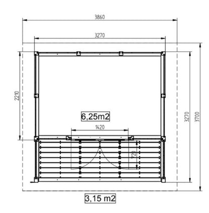 Zahradní domek HEROLD A3322 Premium s terasou (6,3 + 3,5 m2)