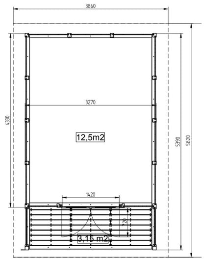 Zahradní domek HEROLD A3344 Premium s terasou (14,1+3,5 m2)