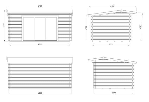 Zahradní domek INES 13,7 m2 s posuvnými dveřmi