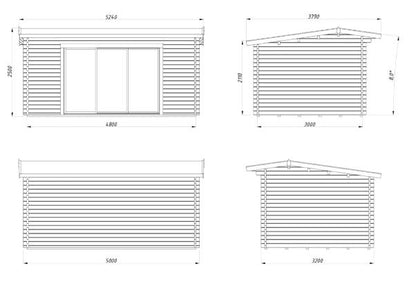 Zahradní domek INES 13,7 m2 s posuvnými dveřmi