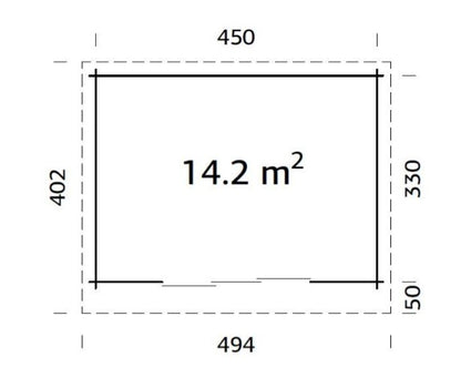 Zahradní domek LEA 14,2 m2 s posuvnými dveřmi s dvojitým sklem