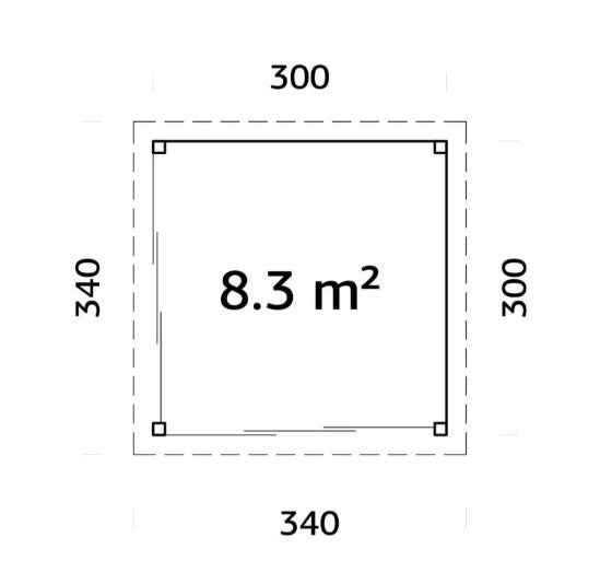 Zahradní domek Lenna 8,3 m2 s posuvnými dveřmi s dvojitým sklem