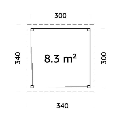 Zahradní domek Lenna 8,3 m2 s posuvnými dveřmi s dvojitým sklem