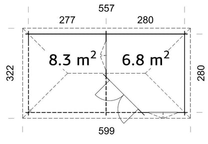 ZAHRADNI DOMEK Melanie 7,0 + 8,1 m2