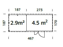 Zahradní domek s dřevníkem Leif 4,5 + 2,9  m2