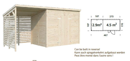 Zahradní domek s dřevníkem Leif 4,5 + 2,9  m2