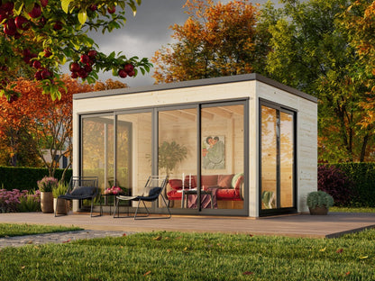 Zahradní domek Serena 12,6 m2 Set 2  s posuvnými dveřmi s dvojitým sklem